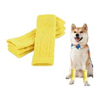Dog Leg Warmers,4 Pcs Winter Warm Solid Dogs Elbow Sleeves,Knitted Leg Hock Protectors Socks for Kitten Puppy Cats Small Medium Large Dogs (Yellow, M)