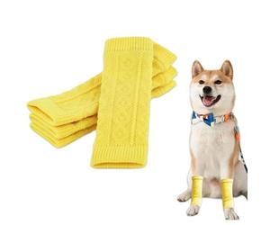 Dog Leg Warmers,4 Pcs Winter Warm Solid Dogs Elbow Sleeves,Knitted Leg Hock Protectors Socks for Kitten Puppy Cats Small Medium Large Dogs (Yellow, XXL)