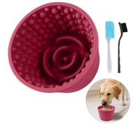 Dog Lick Bowl, Premium Silicone Anxiety Relief Slow Feeder & Treat Dispenser, Non-Slip Lick Mat for Small Medium Large Dogs, BPA Free Oral Health Enrichment Toy, Wine Red