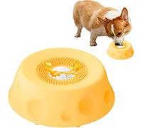Dog Lick Bowl with Ball, Anti Swallowing Food Bowl for Liquid Treats, Interactive Slow Feed Toy for Indoor Outdoor Travel and Living Room (Yellow)
