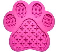 Dog Lick Mat (18 cm) Large multi-section : Slow down your Dog's eating : Use with Dog Peanut Butter, liver, gravy etc : Feeding bowl replacement - Food Safe Silicone (Pink Paw)