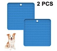 Dog Lick Mat,2 Pack Lick Pad,Pet Slow Feeders,Silicone Puppy Treat Mat-Blue