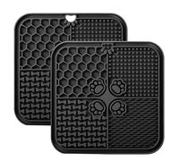 Dog Lick Mat, Dog Slow Feeder, Non-Slip Design Lick Mat for Dogs and Cats, Boredom and Anxiety Reducer,Suitable for Treats, Yogurt, Peanut Butter (2Pack Black)