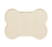 Dog Lick Pad, Pet Calming Lick Feeding Mat, Silicone Material Bone-Shaped Creative Slow Feed Lick Mat Easy to Clean, Puppy Lick Mat for Small and Medium-Sized Dogs and Various Cats ( Beige, L)