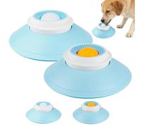 Dog Lick Sphere Slow Feeder Dog Bowl for Liquid Food, Ball-Shaped Licking Bowl with Non-Slip Base, Dog & Cat Enrichment Toy for Anxiety Relief, Extend Mealtime (Yellow+White)