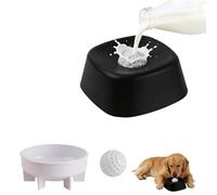 Dog Licking Bowl with Ball - Liquid Treat Feeding Bowls Slow Feed for Yoghurt/Yogurt/Fruit Puree/Bone Broth, ABS Material Non Spill Dog Bowl Boredom Busters Lick Toy, Easy to Clean - Black