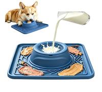 Dog Licking Bowl With Ball, Slow-feeding Bowl For Dogs With Non-Slip Lick Mat, The Anti-spill Ball Design Is Suitable For Wet Food, Anxiety Relief &Digestive Care (Blue)
