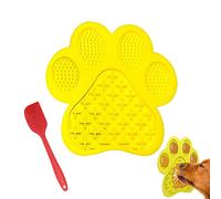 Dog Licking Mat for Anxiety Peanut Butter Slow Feeder Bowls Licking Pad with Strong Suction to Wall for Pet Bathing,Grooming,and Training (Yellow)