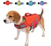 Dog Life Jacket, Adjustable dog life vest for swimming with Superior Buoyancy & Rescue Handle for Small Medium Large Dogs, High Visibility Reflective Float Coat for Boating Beach Pool (Orange-red, L)