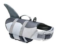 Dog Life Jacket, Shark Fin Pet Safety Vest, Gray Summer Dog Lifesaver with Rescue Handle, Adjustable Flotation Vest for Swimming, Aquatic Safety Gear for Pets