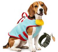 Dog Life Jacket with Chin Float, XS XXS Dog Life Vest for Swimming, Dog Swim Vest with Front Neck Float, High Buoyancy, Reflective Strips, Adjustable Fit, Lightweight Comfort (Blue-B,S)