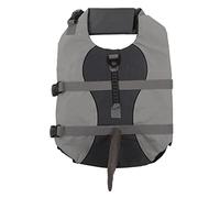 Dog Life Vest Adjustable Safe Pet Floatation Jacket with Back Handle D Ring for Beach Boating Swimming Gray Polyester Pearl Cotton (S)