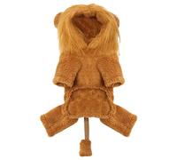 Dog Lion Costume - 120g Pet Dress Up Outfit, Furry Animal Hoodie, Winter Apparel With Faux Hair | Funny Design For Christmas Celebration, cozys Warm Coat Poodle Pug Shih Tzu, Adorable Clothing Holiday