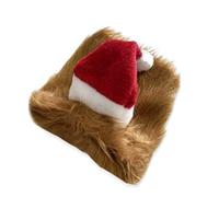 Dog Lions Wigs Christmas Hat With Beard Pet Costume Celebration Soft Faux Dog Wigs