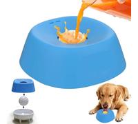 Dog Liquid Lick Bowl, Lick Sphere Slow Feeder Dog Bowls for Liquid with Rolling Ball, Interactive Lick Bowl Anti-Slip Slow Feeder, Lick Toy for Dogs Large Medium Small - Keep Calm & Play On (Blue)