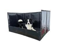 Dog Litter Box High Fence Puppy Toilet Tray | Elevated Walls Foldable Waterproof Design | Pet Pee Pad Holder Training Pan | Indoor Outdoor Use for Apartment Balcony Porch Patio Cleaning Area
