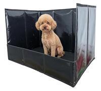 Dog Litter Box, Pee Pad Holder Foldable with High Walls -Small Medium Dogs, No Spills, Folding for Apartment, Balcony(Black,S)