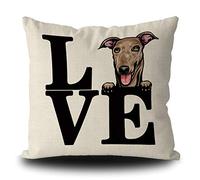 Dog Love Pillow Case Cute Pet Greyhound Peeking Decor Throw Cushion Cover for Sofa Couch Linen Pillowcase, Double Side Print 45cmx45cm