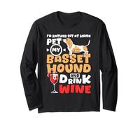 Dog Lover Basset Hound and Wine Long Sleeve T-Shirt