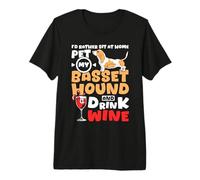 Dog Lover Basset Hound and Wine Premium T-Shirt