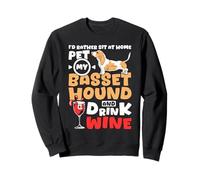 Dog Lover Basset Hound And Wine Sweatshirt