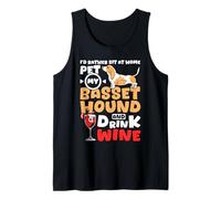 Dog Lover Basset Hound and Wine Tank Top