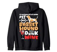 Dog Lover Basset Hound And Wine Zip Hoodie