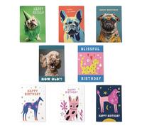 Dog Lover Birthday Multipack Of 8 Greeting Cards Cute Canine Themed Celebration Designs 8 Assorted Cards Blank Inside A6 Size - 10x15 cm