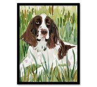 Dog Lover English Springer Spaniel in Green Field Framed Wall Art Artery8 Green A4