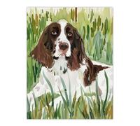 Artery8 Dog Lover English Springer Spaniel in Green Field Living Room Extra Large XL Wall Art Poster Print