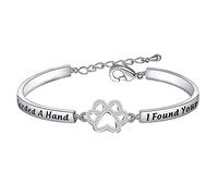 Dog Lover Gift Crystal Paw Print Charm When I Needed A Hand I Found Your Paw Bar Bracelet Gift for Dog Owner Dog Mom (When I Needed)