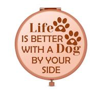 Dog Lover Gift for Women Compact Makeup Mirrors Dog Mom Gifts for Women Mothers Day Christmas Birthday Gifts for Dogs Owners Fur Mama Animals Lovers Thank You Gift Folding Makeup Mirror Rose Gold