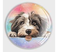 Dog Lover Gifts Small Magnets Refrigerator Glass Tibetan Terrier Round Fridge Magnets Magnetic Stickers for Refrigerator Holiday Mailbox Garage Door School Decor Travel Souvenirs