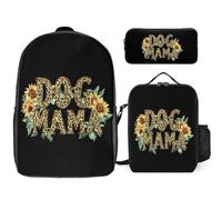Dog Lover Mama Trendy Backpack Set for Unisex Lightweight 17inch Daypack with Lunch Bag And Pencil Case 3pcs