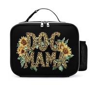 Dog Lover Mama Trendy Lunch Bag Insulated Reusable Leather Tote Meal Lunchbox Pouch for Office Travel