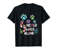 Dog Lover Never Walk a Alone Paw Dog Cat Flower Friends T-Shirt