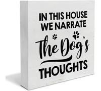 Dog Lover Wooden Box Sign In This House We Narrate The Dog's Thoughts Desk Decorative Wooden Sign Home Farmhouse Decor For Desk Table Shelf 5x5 Inch