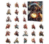 Dog Lovers Christmas Advent 2025 | 24 Days Two-Dimensional Acrylic Decoration Countdown Calendar, Dog On Motorcycle Pendant - For Family Holiday Home Tree Wall Door Window Party Feie