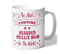 Dog Lovers Collection Bearded Collie Mum Mug Pawsome Gifts (Raspberry Print) for Women Lover Owner Present Ceramic 10oz/300ml