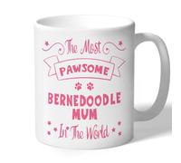 Dog Lovers Collection Bernedoodle Mum Mug Pawsome Gifts for Women Lover Owner Present Ceramic 10oz/300ml (Raspberry Design