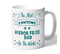 Dog Lovers Collection Bichon Frise Dad Mug - Pawsome - Bichon Frise Gifts (Teal Print)