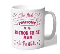 Dog Lovers Collection Bichon Frise Mum Mug Pawsome Gifts (Raspberry Print) for Women Lover Owner Present Ceramic 10oz/300ml