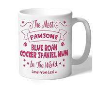 Dog Lovers Collection Blue Roan Cocker Spaniel Mum Mug Personalised - Pawsome - Blue Roan Cocker Spaniel Gifts (Raspberry Print)