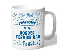 Dog Lovers Collection Border Terrier Dad Mug Pawsome Gifts (Blue Print) Lover Owner Present Ceramic 10oz/300ml