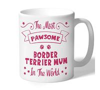Dog Lovers Collection Border Terrier Mum Mug - Pawsome - Border Terrier Gifts (Raspberry Print)