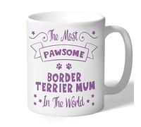 Dog Lovers Collection Border Terrier Mum Mug Pawsome Gifts (Lilac Print) for Women Lover Owner Present Ceramic 10oz/300ml