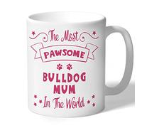 Dog Lovers Collection Bulldog Mum Mug Pawsome Gifts (Raspberry Print) for Women Lover Owner Present Ceramic 10oz/300ml