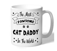 Dog Lovers Collection Cat Daddy Mug Gift The Most Pawsome in The World (Black Print) for Him Pet Lover Owner Birthday Men Fathers Day Present Christmas Dad Kitten Kitty