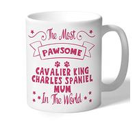 Dog Lovers Collection Cavalier King Charles Spaniel Mum Mug - Pawsome - Cavalier King Charles Spaniel Gifts (Raspberry Print)