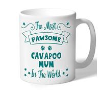Dog Lovers Collection Cavapoo Mum Mug - Pawsome - Cavapoo Gifts (Teal Print)